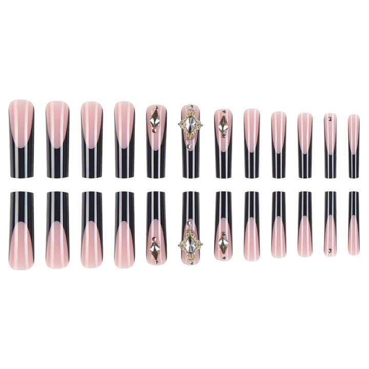 Elegant Stiletto Press-On Nail Extensions with Decorative Gems Bowlift