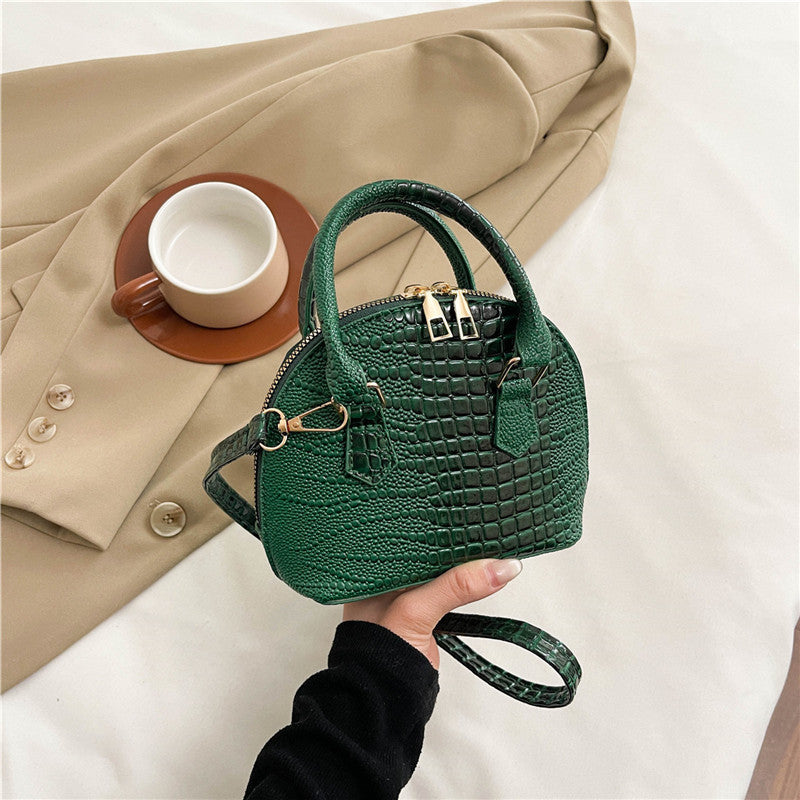 Crocodile-Embossed Mini Satchel Bag Bowlift