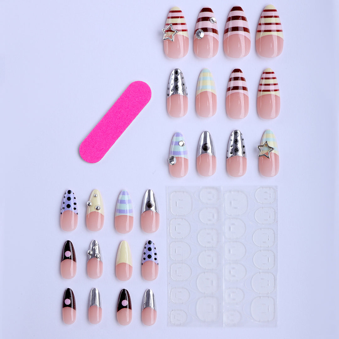 Artificial nails with creative patterns and 3D accents Bowlift