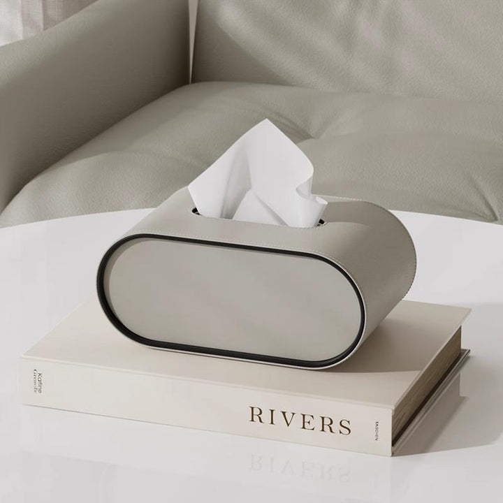 TissuLuxe Oval – Leather Tissue Box Cover for Living Room, Car & Office | Bowlift