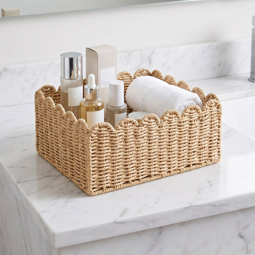 Handcrafted storage basket with curved edge Bowlift