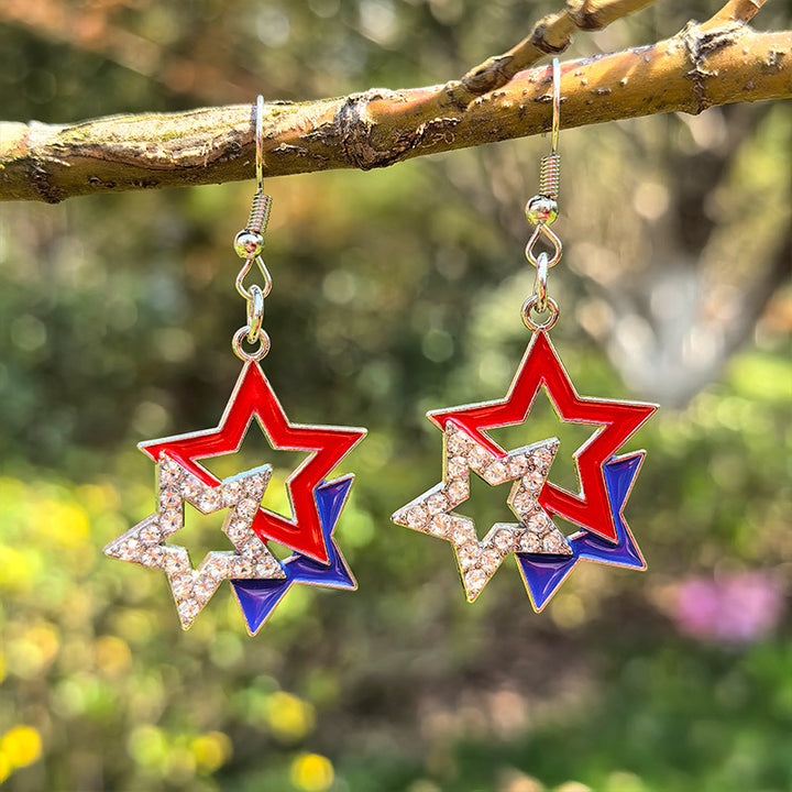 Women's hanging star earrings with enamel and crystal embellishments Bowlift