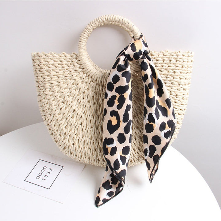 Braided basket bag with elegant silk scarf Bowlift