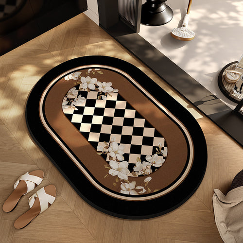 Luxurious Floral Checkerboard Area Rug