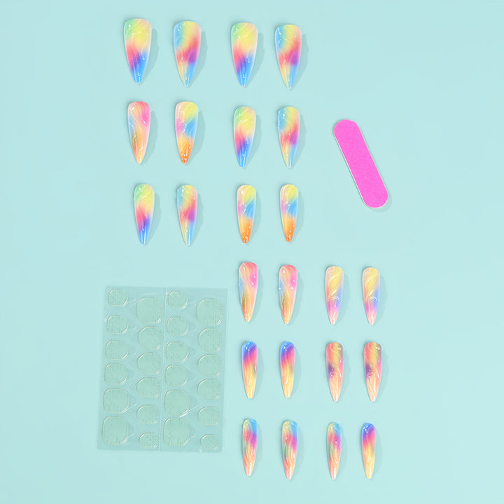Gradient Color Artificial Nails Bowlift
