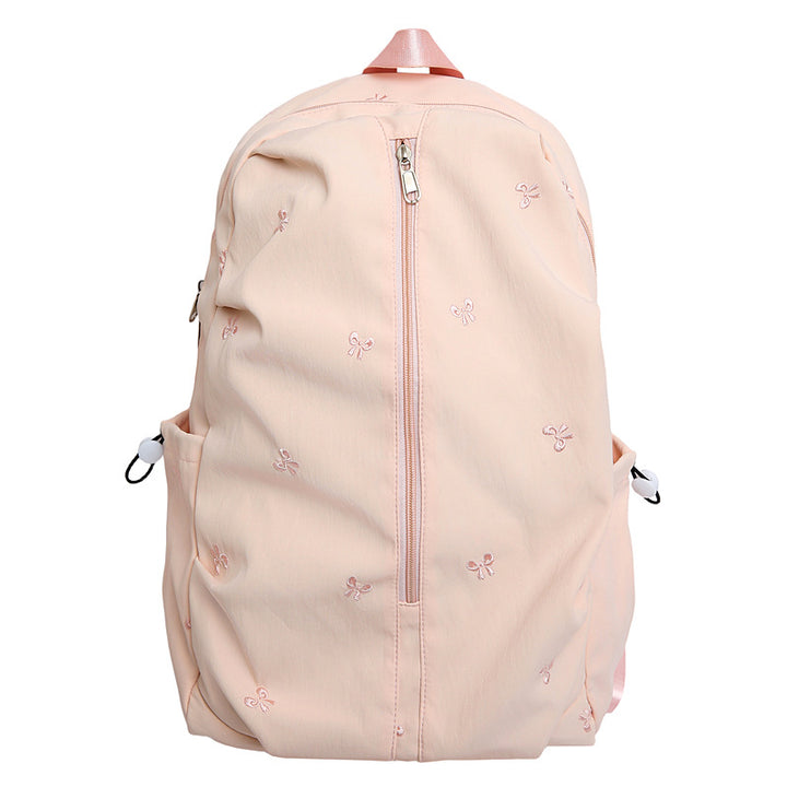 Embroidered Bow Design Backpack Bowlift
