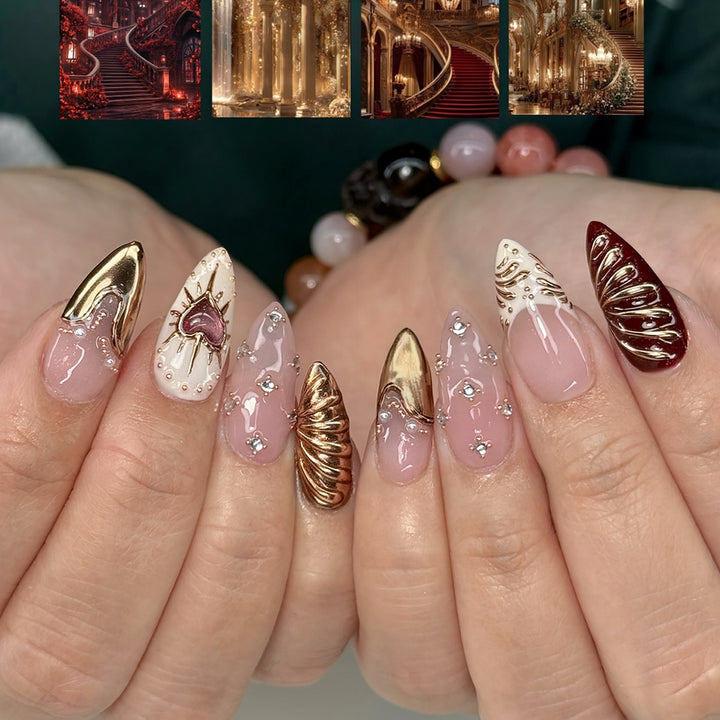 Elegant Artificial Nails with Glitter Accents Bowlift