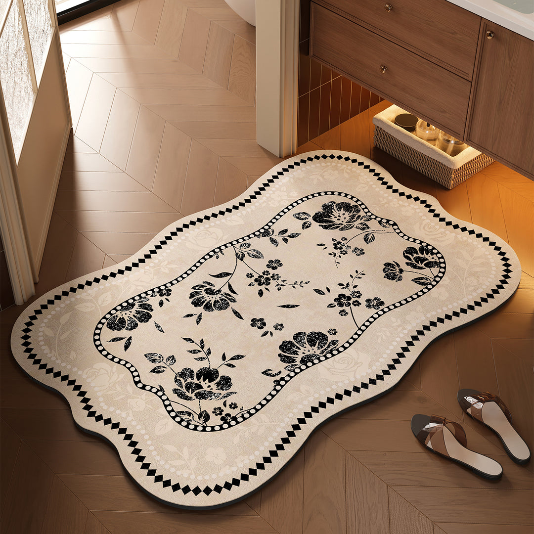 Floral Design Bathroom Mat Bowlift