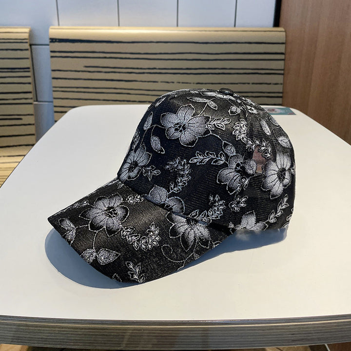 Women's Floral Embroidered Baseball Cap Bowlift