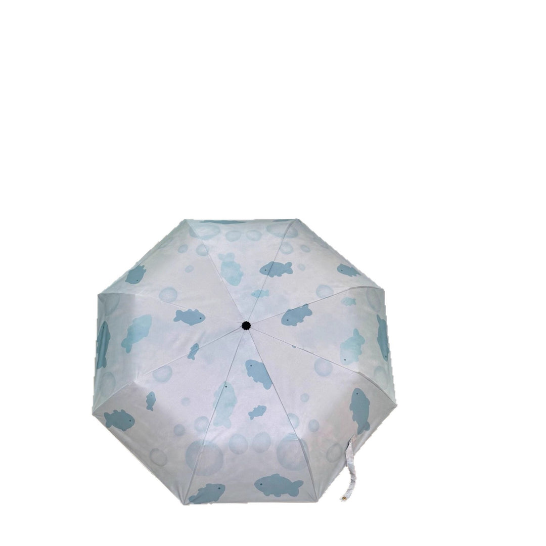 Women's foldable umbrella with unique fish pattern Bowlift