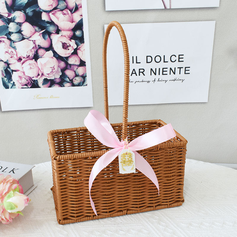 Elegant Handcrafted Rattan Tote Basket Bowlift