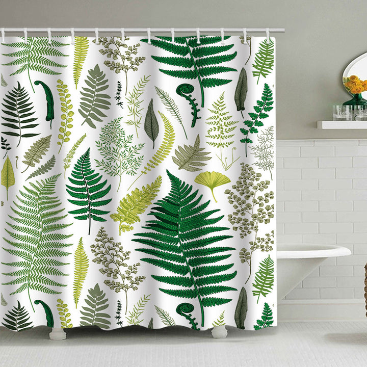 Tropical Leaf Print Shower Curtain Bowlift