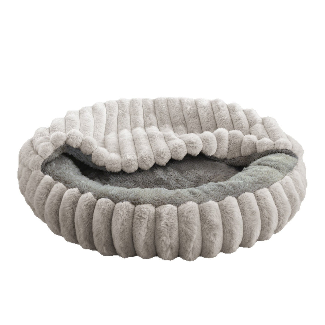 Ladies Cozy and Round Pet Bed with High Edge Bowlift