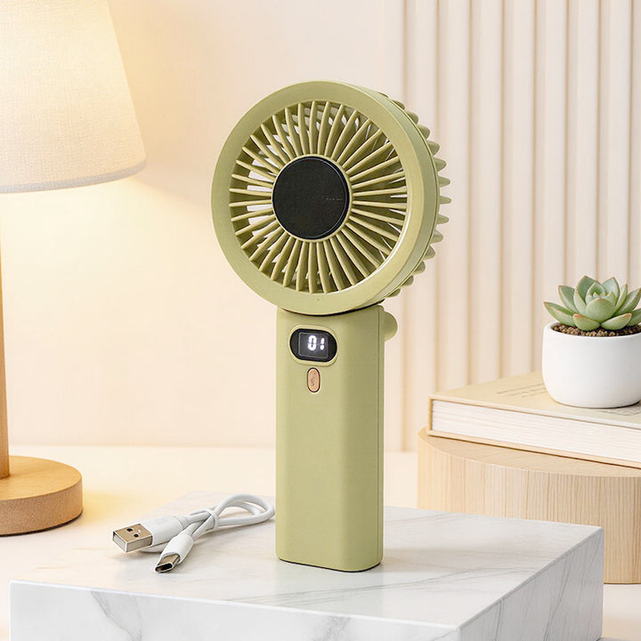 Women Portable Hand Fan with Temperature Regulating Display Bowlift