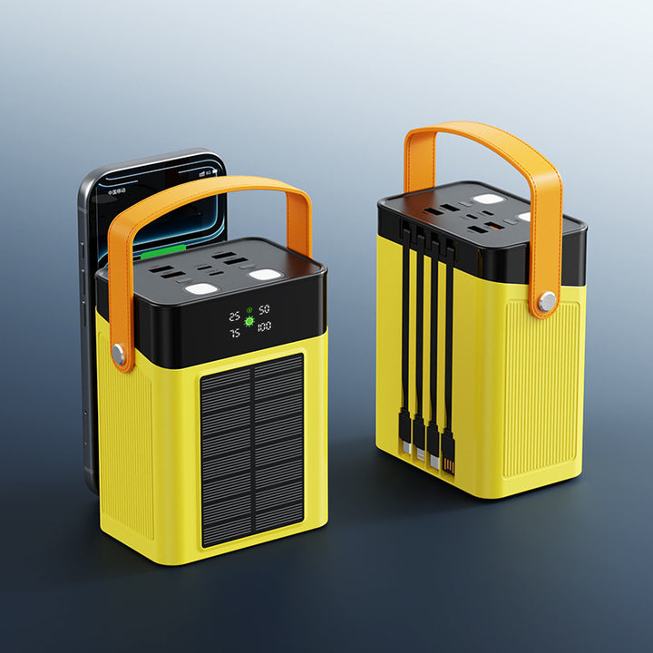 Portable Solar Power Bank with Integrated Cable Management and Digital Display Bowlift