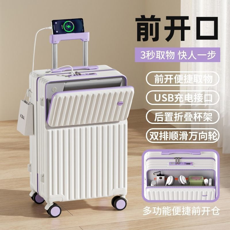 Portable Hard Shell Trolley Suitcase With USB Connection And Innovative Organizer Bowlift