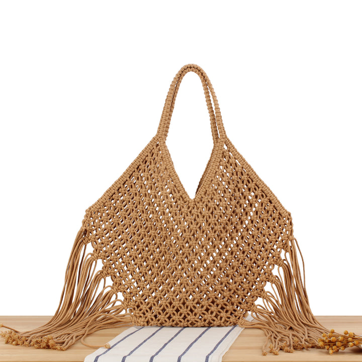 Hand-knotted tote bag with fringes Bowlift