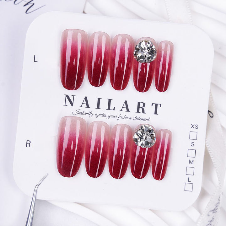Ombre Press-On Nail Set with Crystal Accents Bowlift