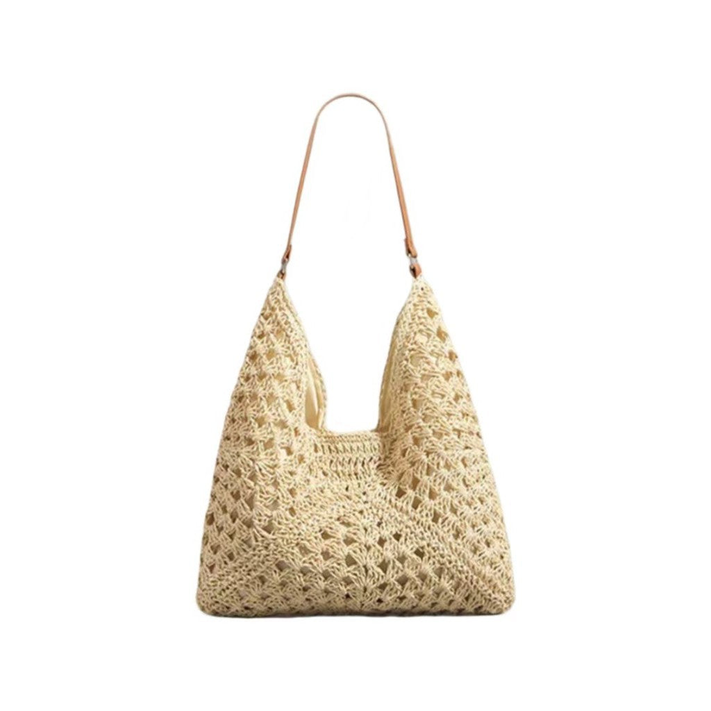 Handbag with Artistic Macrame Design and Flexible Carrying Comfort Bowlift