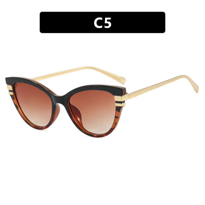 Ladies Cat-Eye Sunglasses with Elegant Metal Accents Bowlift