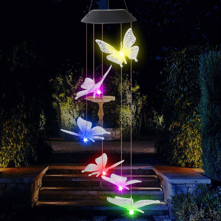 Solar-Powered Hanging Hummingbird LED Wind Chime With Color-Changing RGB Acrylic Birds And Weatherproof Top Bowlift