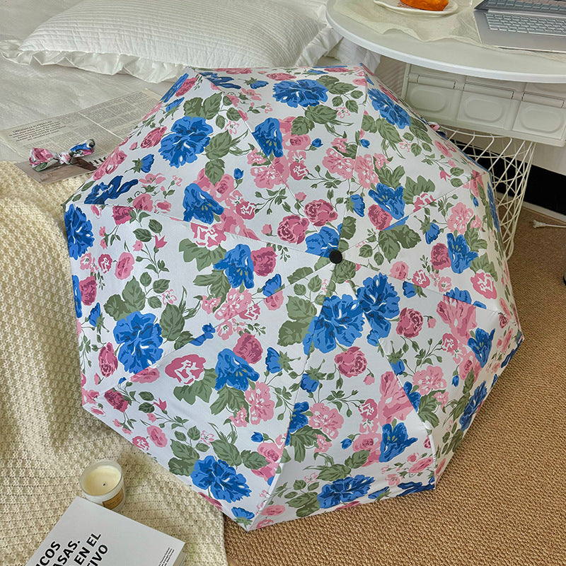 Women's Folding Umbrella with High-Quality Floral Design Bowlift