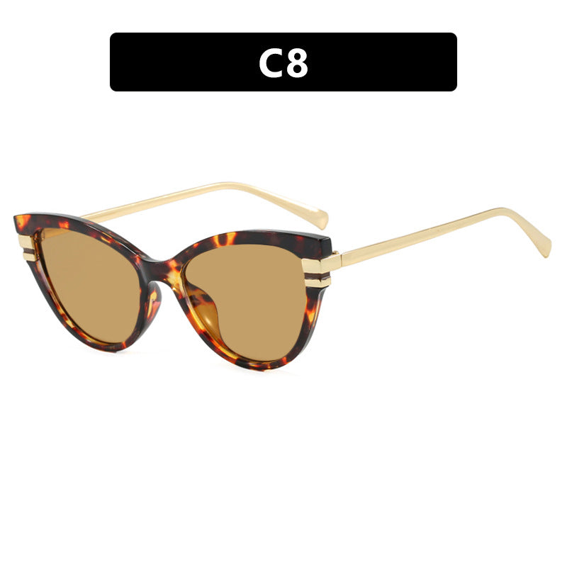 Ladies Cat-Eye Sunglasses with Elegant Metal Accents Bowlift