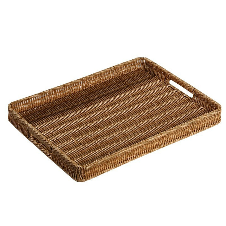 Handcrafted Rectangular Wicker Serving Tray Bowlift