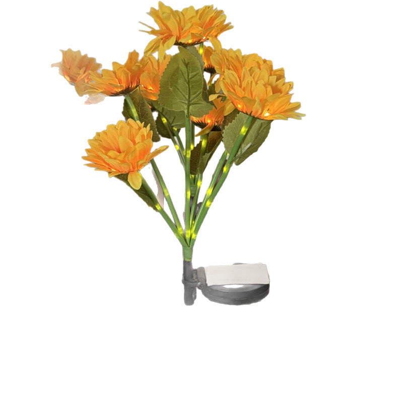 Solar-Powered LED Sunflower Garden Stake Lamp With Waterproof Panel And Adjustable Stem Bowlift