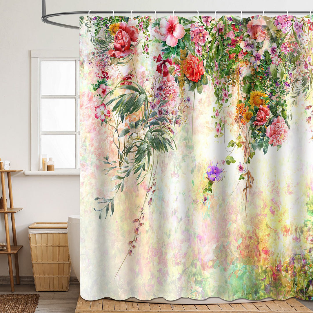 Floral Patterned Bathroom Shower Curtain Bowlift