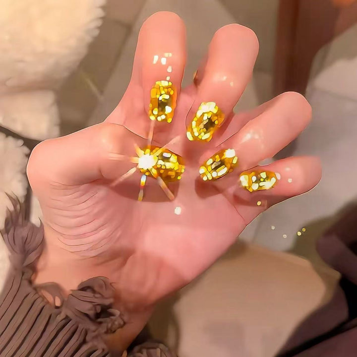 Premium Gemstone-Accented Nail Art Extensions