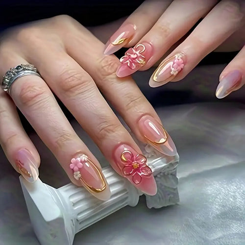 Floral Embellished Press-On Nail Art Set Bowlift
