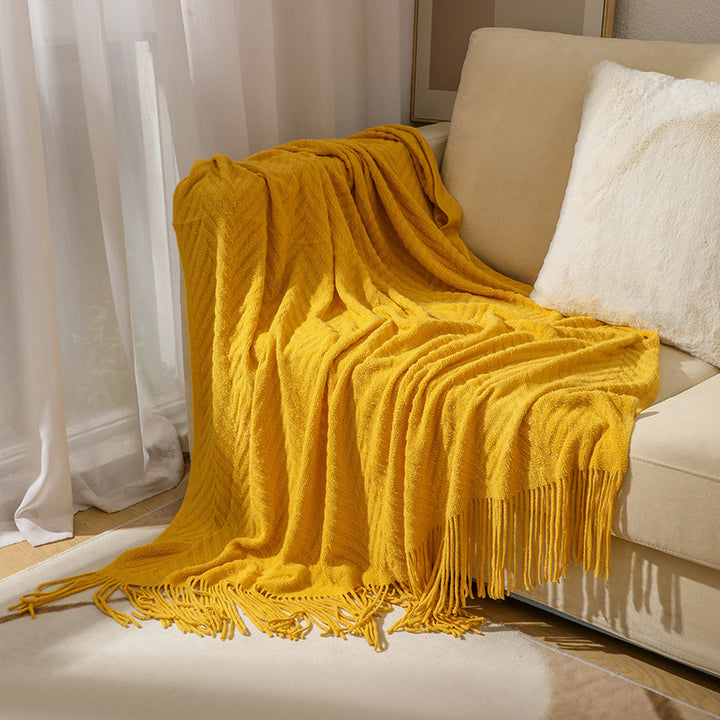 Cozy Knit Fringe Blanket Bowlift