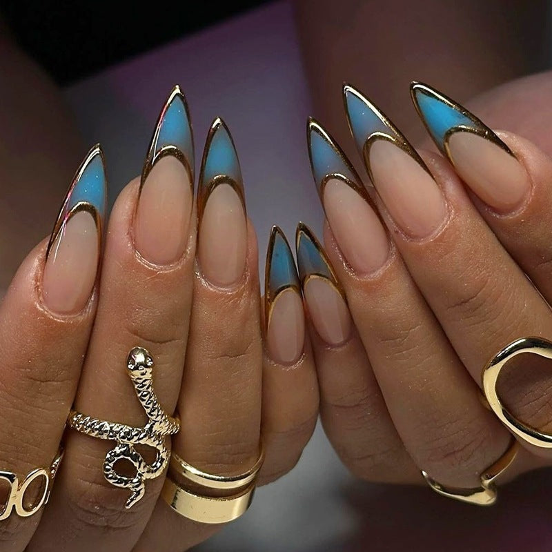 Acrylic nail set with stylish, asymmetrical designs Bowlift