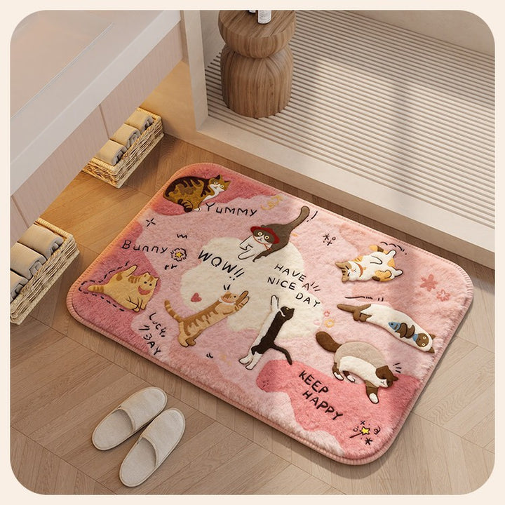 Cat-Themed Plush Bathroom Mat