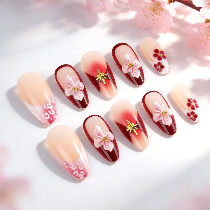 Artistic 3D Floral Sculpted Press-On Nails Bowlift