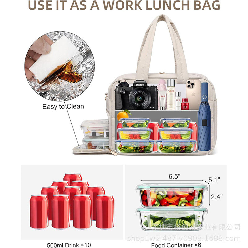 Insulated Lunch Tote Bag with Removable Cooler Bowlift
