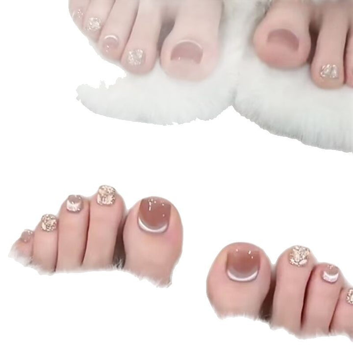 Decorative Press-On Pedicure Nail Set Bowlift