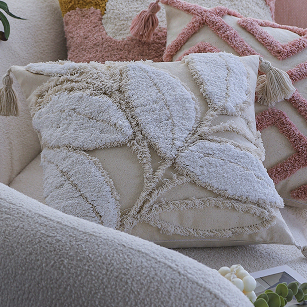 Square decorative cushion cover with wide ruffle and contrasting piping Bowlift