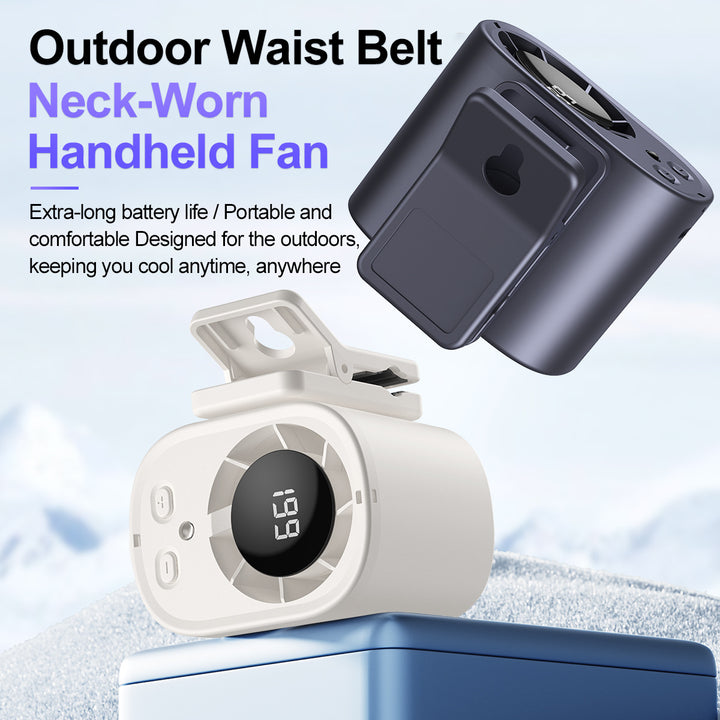 Unisex nan portable clip-on waist cooling fan with LED display Bowlift