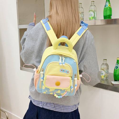 Leisure Backpack with Colorful Applications and Creative Design Bowlift