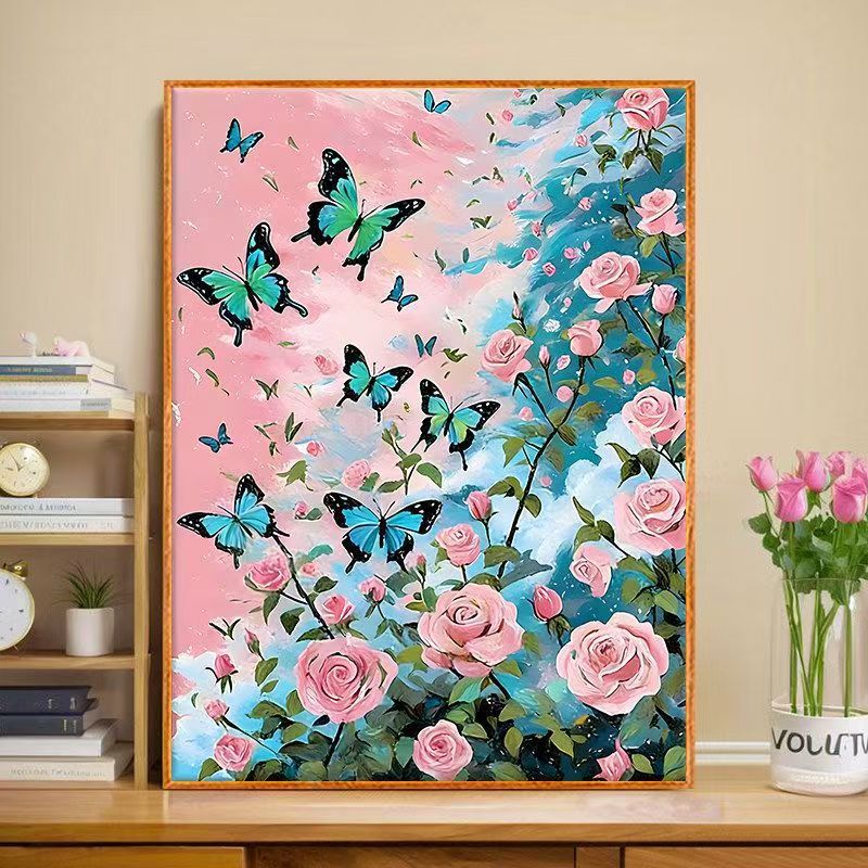 Floral Butterfly Canvas Art Print Bowlift