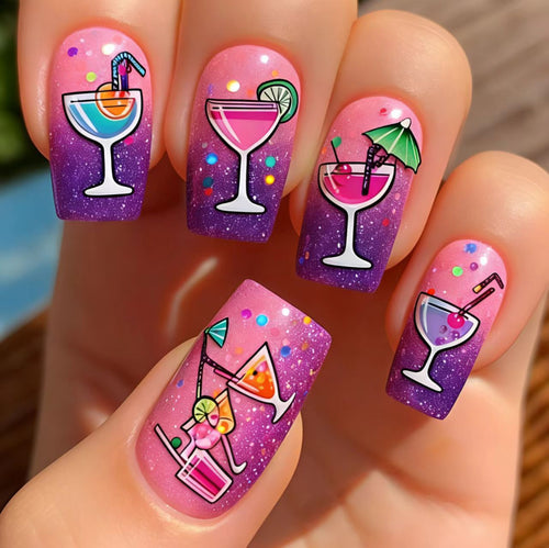 Creative Art Nails with Cheerful Cocktail Design Bowlift