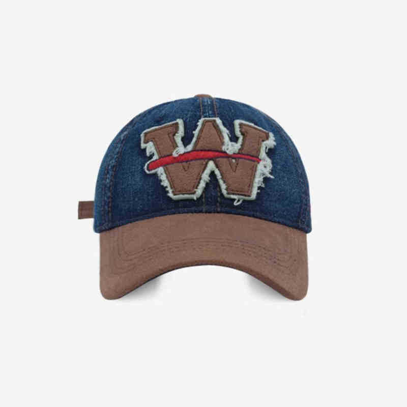 Men's Distressed Denim Baseball Cap Bowlift