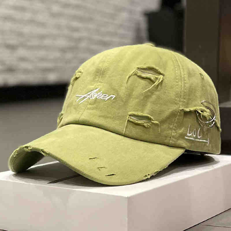 Unisex Distressed Denim Adjustable Cap Bowlift
