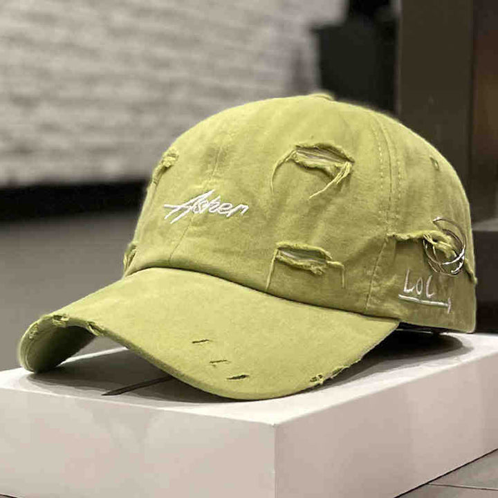 Unisex Distressed Denim Adjustable Cap Bowlift