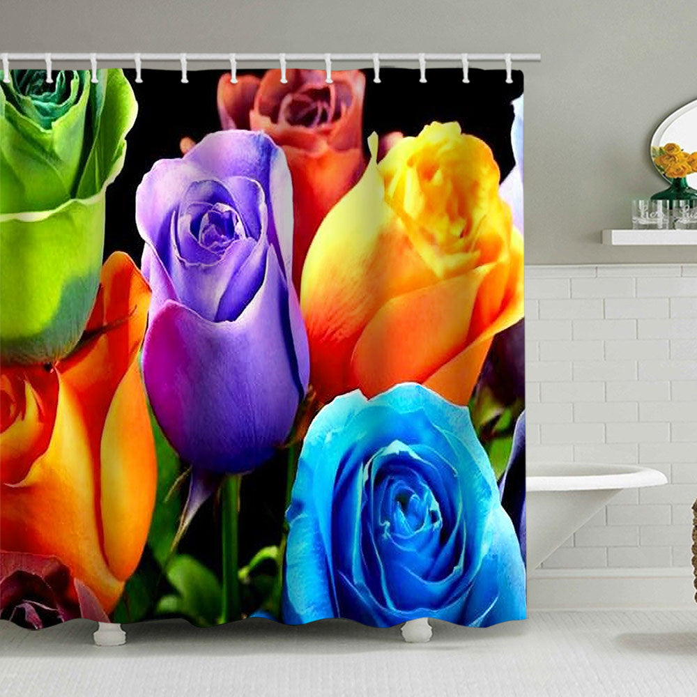 Romantic Floral Swan Shower Curtain Bowlift