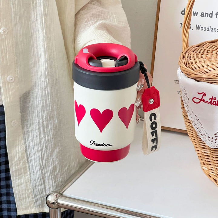 Ladies Thermos Mug with Elegant Gold Rim Bowlift
