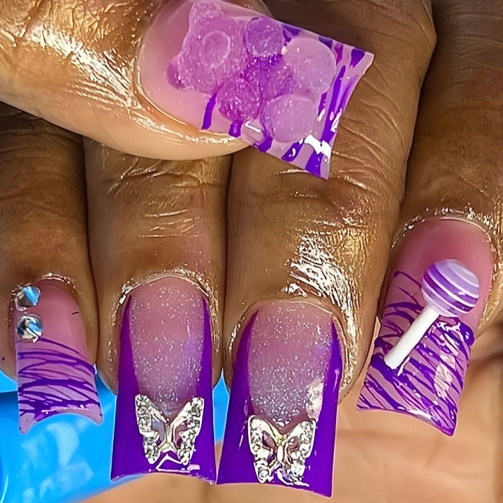 Artistic Butterfly Nail Design Extensions Bowlift