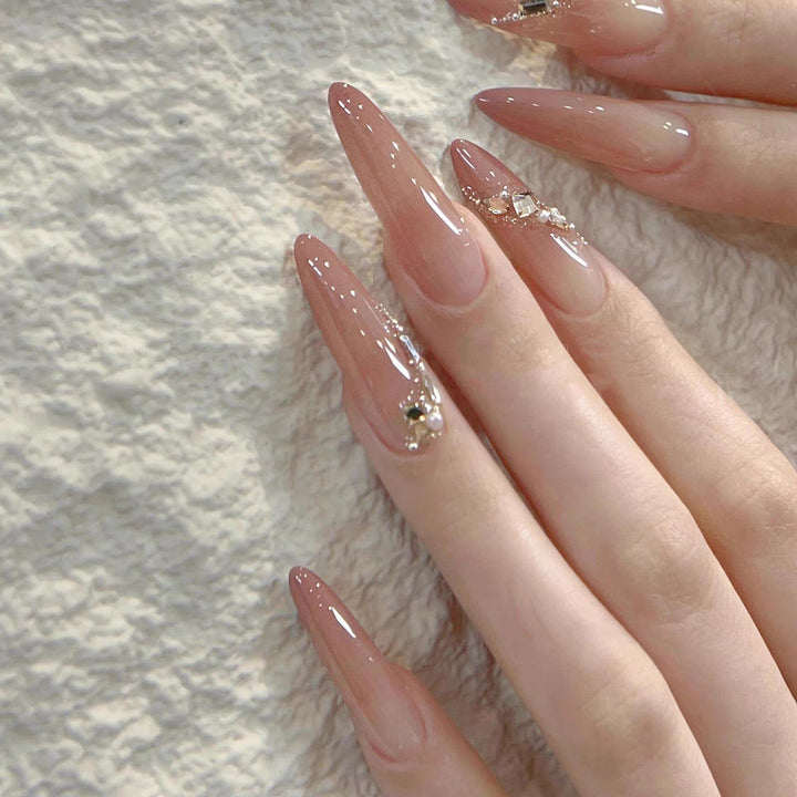 Decorative Crystal-Embellished Press-On Nails Bowlift